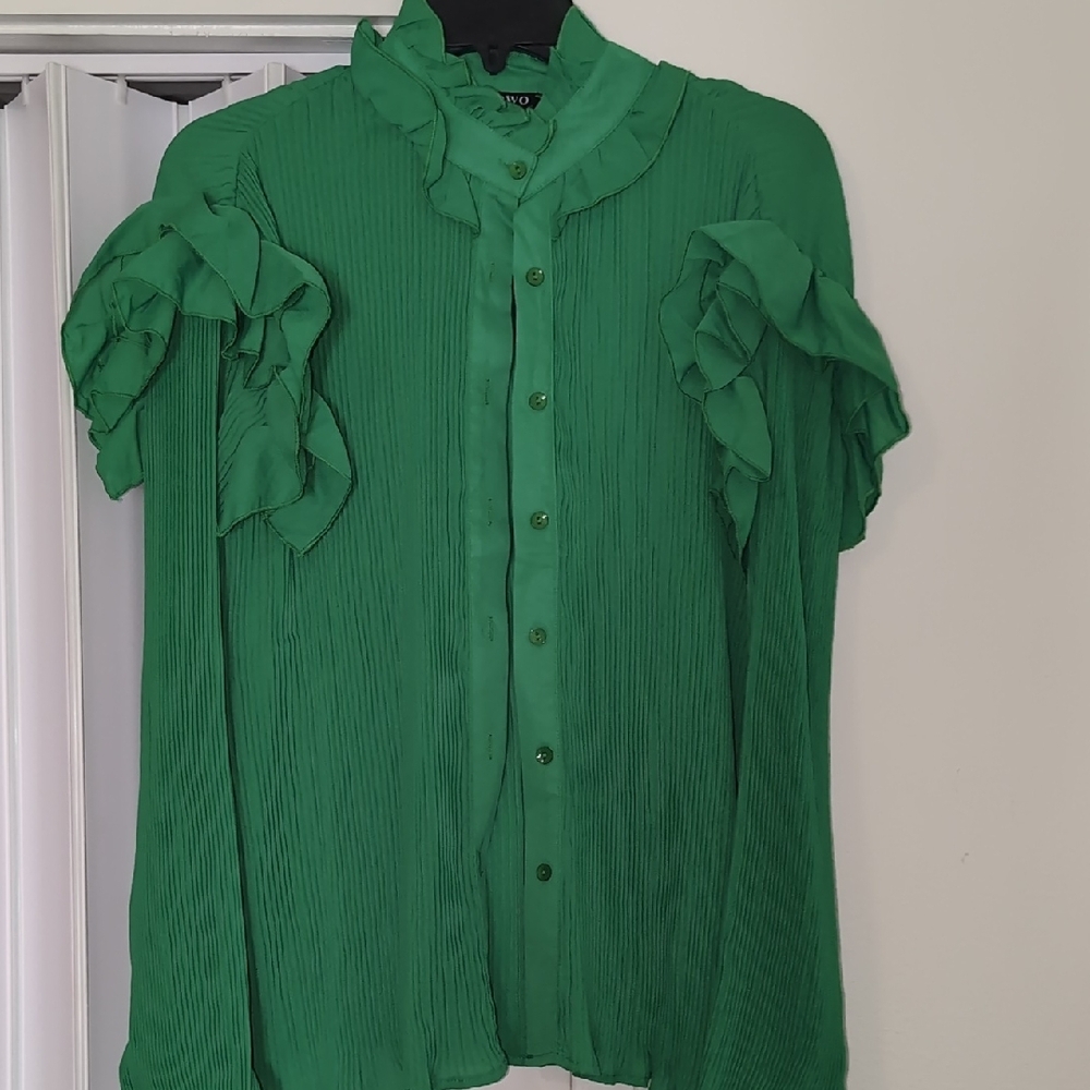Green Ruffled Women's Top